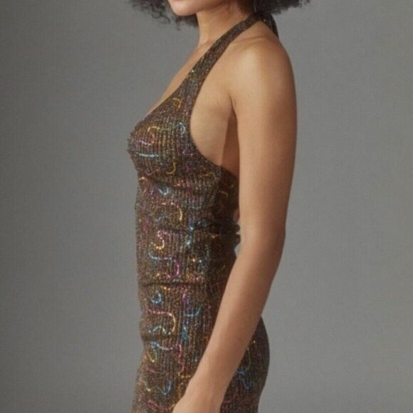 NWT URBAN OUTFITTERS | Sparkly Sequin Rainbow Halter Dress | Sz. XS - Picture 5 of 11